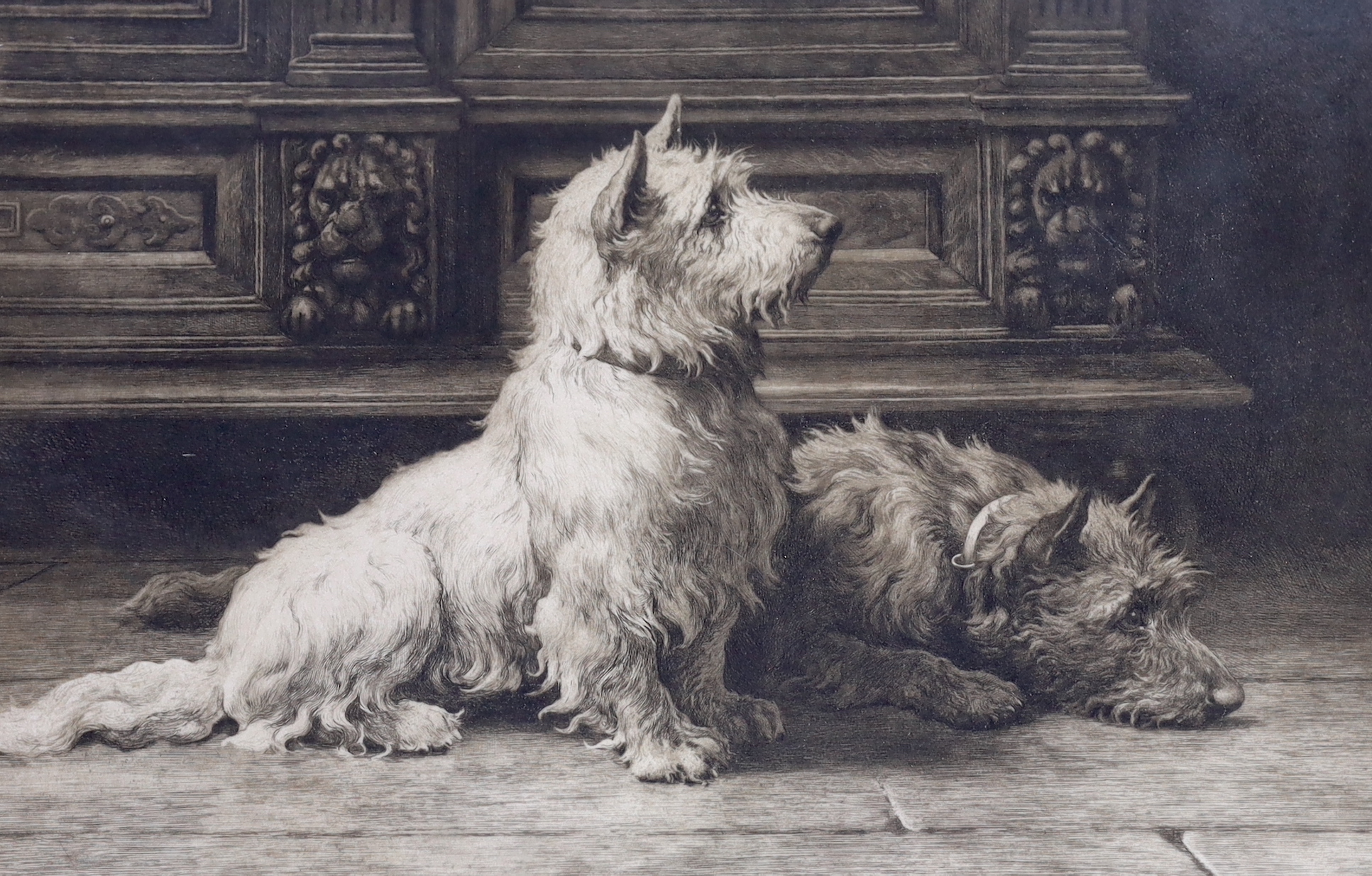 Herbert Dicksee (1862-1942), etching, Footsteps, signed in pencil, publ. 1926, inscribed label verso, 39 x 57cm